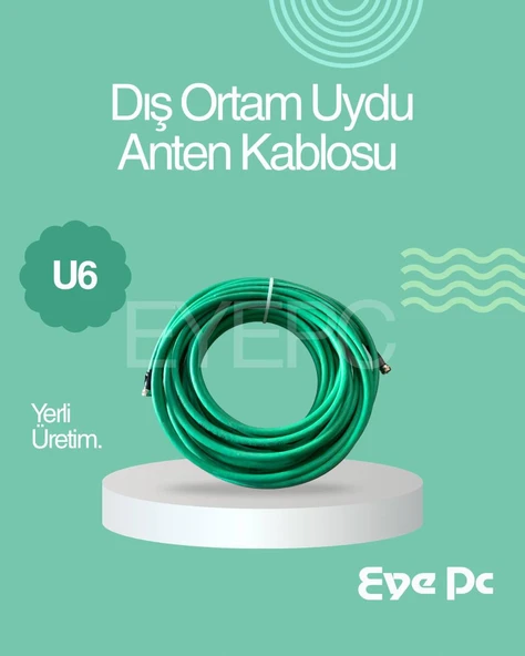 YEŞİL 20 METRE RG6U/U6  UYDU  ANTEN KABLOSU Yeşil DIŞ ORTAM - Resim 2