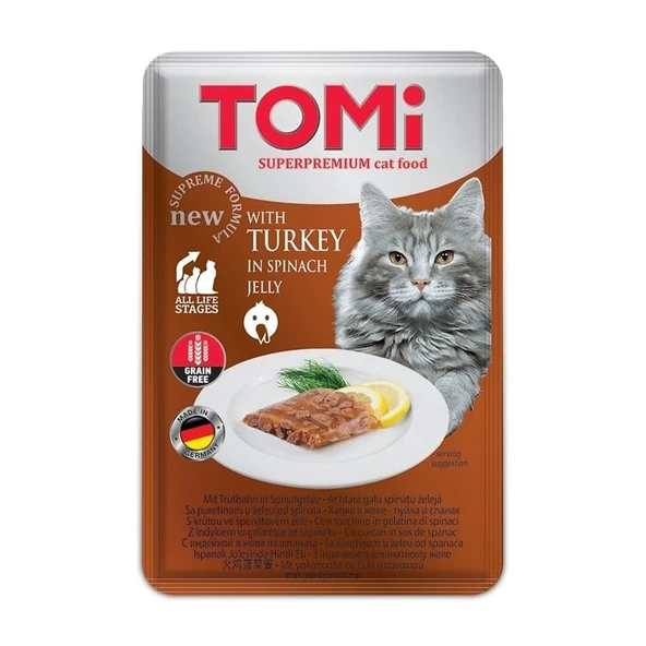 Tomi Kedi Hindi - Ispanak Tahılsız Pouch Mama 100gr (pate) ürün görseli 1
