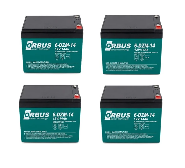 ORBUS 12v 14 Ah Elektrikli Bisiklet Aküsü Deep Cycle 4 lü Set ürün görseli 1