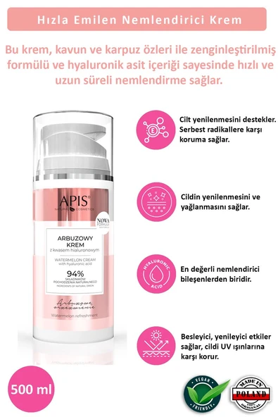Nemlendirici Krem Karpuz ve Hyaluronik Asit  SPF 15 - 100ml ürün görseli 1
