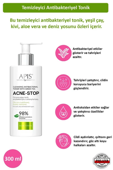 Anti-Bakteriyel Akne Temizleme Toniği - Yeşil Çaylı - 300ml ürün görseli 1