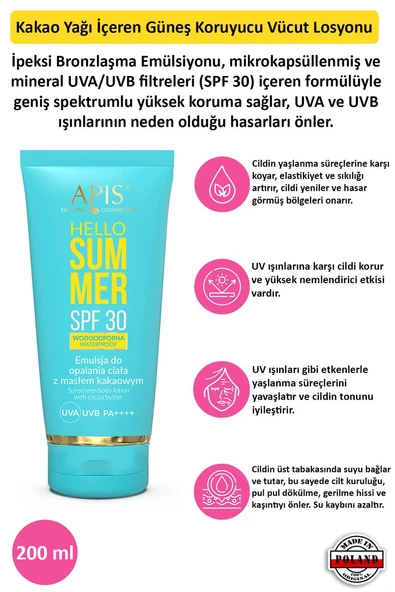 Kakao Yağlı Güneş Kremi SPF 30 - 200ml ürün görseli 1