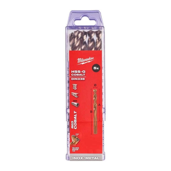 Milwaukee Altın Serisi HSS-G Co Metal Matkap Ucu Paket  9x125mm - 5li ürün görseli 1