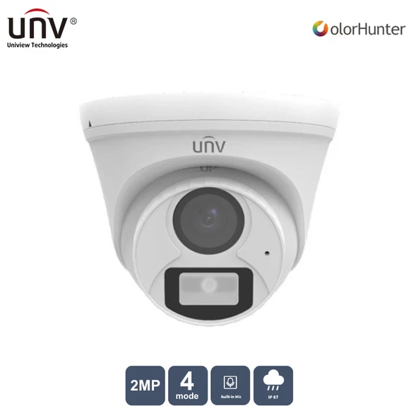 UNIVIEW  UAC-T112-AF28-W 2MP 2.8MM COLORHUNTER 20MT IP67 AHD DAHILI SES DOME KAMERA ürün görseli 1