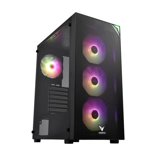 VENTO - VG3400S Mid Tower, 650W 80+ Siyah, Temperli Cam, RGB, ATX GAMING KASA ürün görseli 1