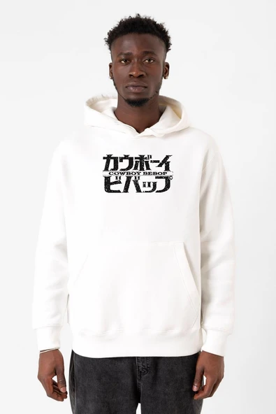 Cowboy Bebop Retro Letter Logo Beyaz Erkek 3ip Kapşonlu Sweatshirt ürün görseli 1