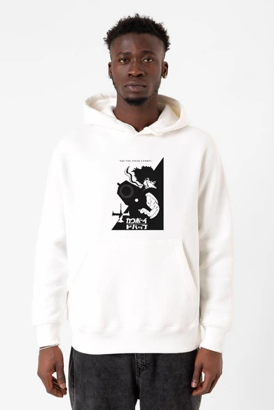 Cowboy Bebop Spike See You Space Cowboy Beyaz Erkek 3ip Kapşonlu Sweatshirt ürün görseli 1