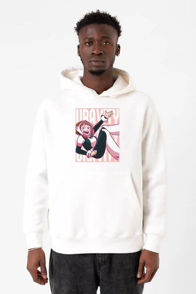 My Hero Academi Uravity Minimal Beyaz Erkek 3ip Kapşonlu Sweatshirt ürün görseli 1