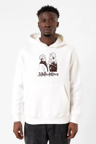 Jujutsu Kaisen Anime Long Beyaz Erkek 3ip Kapşonlu Sweatshirt ürün görseli 1
