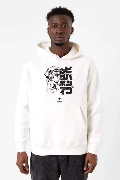 Cowboy Bebop Vintage Ein and Ed Beyaz Erkek 3ip Kapşonlu Sweatshirt ürün görseli 1