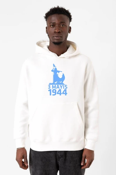 3 Mayıs Türkçülük Günü Beyaz Erkek 3ip Kapşonlu Sweatshirt ürün görseli 1