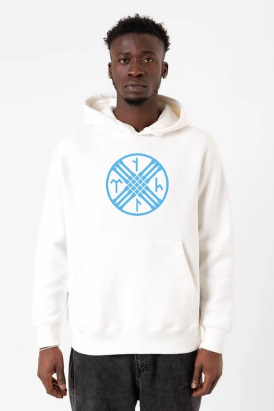 Tengri Tamga Beyaz Erkek 3ip Kapşonlu Sweatshirt ürün görseli 1