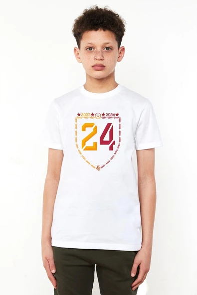 24 Şampiyonluk Beyaz Çocuk Bisikletyaka Tshirt ürün görseli 1
