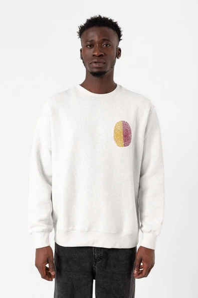 Sarı Kırmızı Parmak İzi Beyaz Erkek 2ip Sweatshirt ürün görseli 1
