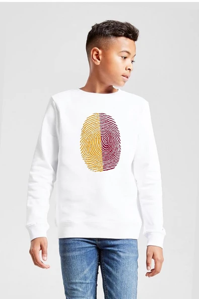 Sarı Kırmızı Parmak İzi Beyaz Çocuk 2ip Sweatshirt ürün görseli 1