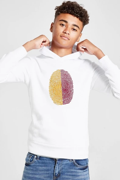 Sarı Kırmızı Parmak İzi Beyaz Çocuk 3ip Kapşonlu  Sweatshirt ürün görseli 1