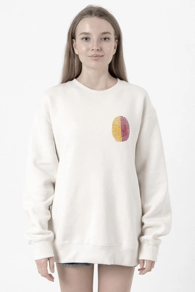 Sarı Kırmızı Parmak İzi Beyaz Kadın 2ip Sweatshirt ürün görseli 1