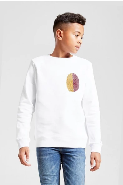 Sarı Kırmızı Parmak İzi Beyaz Çocuk 2ip Sweatshirt ürün görseli 1