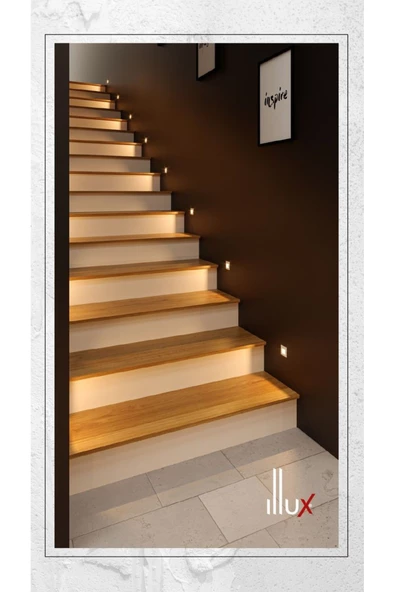 fullreyon Mat Siyah Metal Kasa 3 Watt Kare Sensörlü Gün Işığı Iç Mekan Merdiven Ve Basamak Armatürü ürün görseli 1