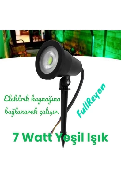 fullreyon Elektrikle Çalışır, 7 Watt YEŞİL IŞIK Kazıklı Bahçe Armatürü, Çim Çiçek, Ağaç Aydınlatma Led Armatür ürün görseli 1