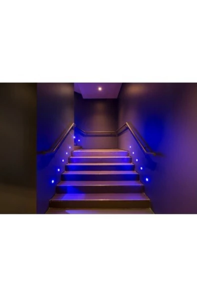 sekizgen led Hareket Sensörlü Kare 3 Watt Merdiven Armatürü Matkrom Mavi Işık ürün görseli 1