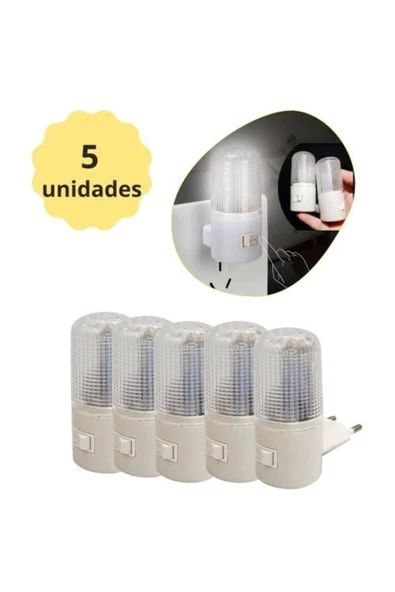 fullreyon 5 Adet 1 Watt Beyaz Işık, Çok Kaliteli, Fişli, Aç - Kapa Düğmeli Gece Lambası, 8 Cm Gece Lambası ürün görseli 1