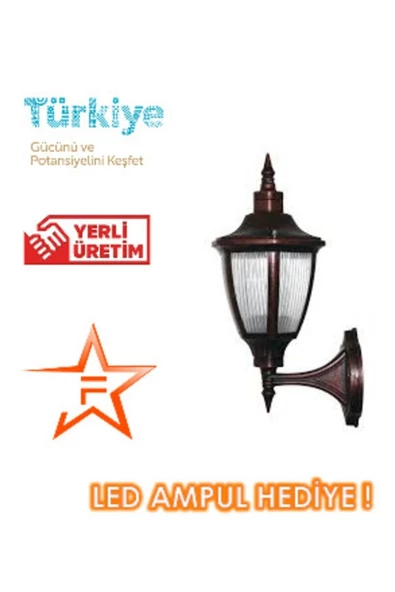 Ferstar Aydınlatma Duvar Konsollu Bakır Rengi Altıgen Fener Aplik Bahçe Aydınlatma Armatürü ürün görseli 1