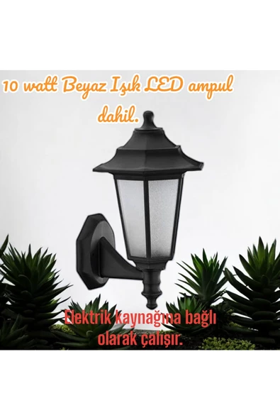 fullreyon 10 W. Beyaz Işık LED Ampullü Dekoratif Bahçe, Balkon, Teras, Kapı Giriş Apliği, Bahçe Duvar Armatürü ürün görseli 1