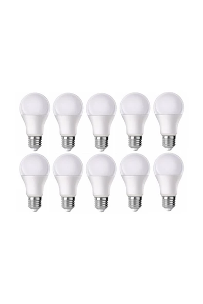 WALLED 10 Watt Led Ampul 10 Lu Paket 900 Lümen 6400k Beyaz Işık Uzun Ömürlü-hızlı Kargo 10 Lu Paket ürün görseli 1