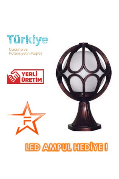 Ferstar Aydınlatma Set Üstü Bakır Rengi Çiçek Fener Aplik Bahçe Aydınlatma Armatürü ürün görseli 1