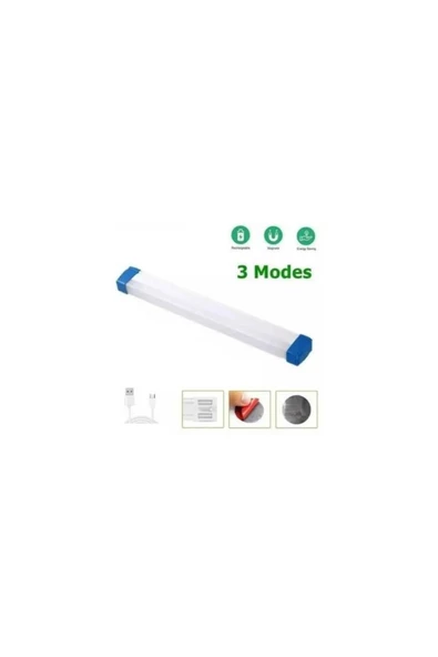 fullreyon USB Şarzlı, 17 Cm 20 Watt 3 Işık Modlu Kampçı, Balıkçı Feneri, Dolap İçi, Tezgah Altı Magnetli Aplik ürün görseli 1