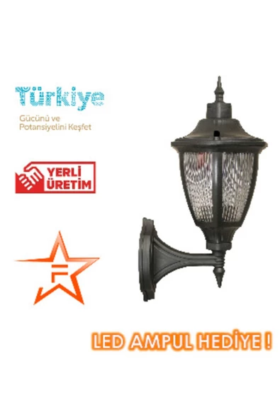 Ferstar Aydınlatma Duvar Konsollu Siyah Altıgen Fener Aplik Bahçe Aydınlatma Armatürü ürün görseli 1