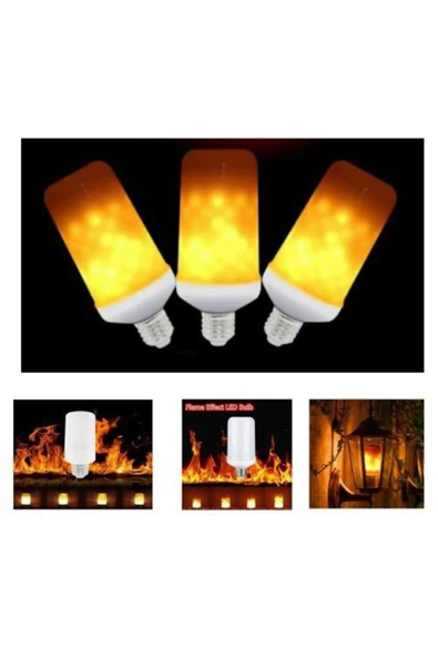 fullreyon 3'lü Paket 3 Işık Modlu, Alev Efektli 5 Watt, E27 Duy Led Ampul, Alev Efektli Çok Kaliteli Led Ampul ürün görseli 1