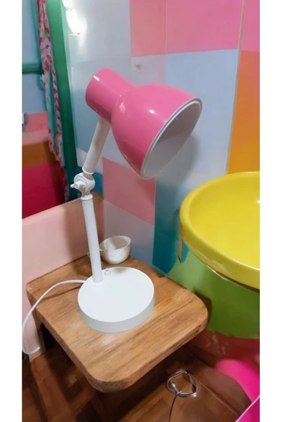 fullreyon Pembe Renk, Elektrikle Çalışır, Masa, Çalışma, Okuma Lambası, Öğrenci Lambası, Gece Lambası ürün görseli 1
