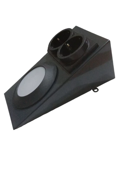 fullreyon Antrasit Metal Kasa, Çift Prizli, 2,5 Watt BEYAZ IŞIK Ledli Aç - Kapa Düğmeli Tezgah, Dolap Armatürü ürün görseli 1