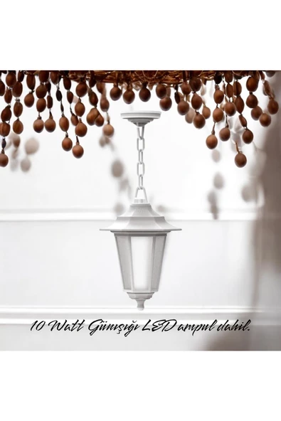 fullreyon 10 Watt Günışığı Ampullü Plastik Kasa İç ve Dış Mekan, Bahçe Avizesi, Balkon, Teras, Kamelya Sarkıt ürün görseli 1