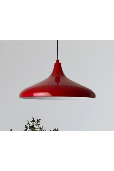 fullreyon Modern Metal Sarkıt, Salon, Hol, Mutfak Avizesi, Kırmızı Renk Metal Avize, 36 Cm Çapında Metal Avize ürün görseli 1