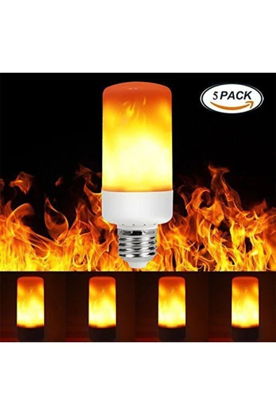 fullreyon 5'li Paket 3 Işık Modlu, Alev Efektli 5 Watt, E27 Duy Led Ampul, Alev Efektli Çok Kaliteli Led Ampul ürün görseli 1
