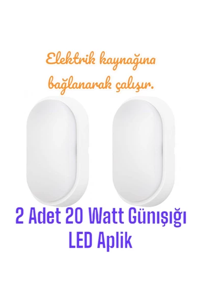 fullreyon 2 Adet 20 Watt GÜNIŞIĞI Ledli Nemli Alan, Dış Mekan, Bahçe, Banyo, Teras, Balkon, Kamelya Apliği ürün görseli 1