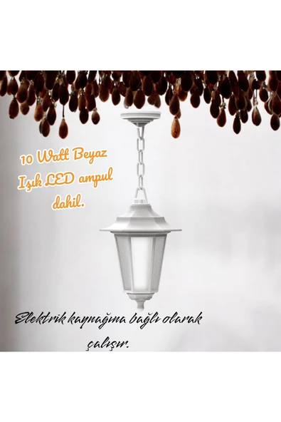 fullreyon 10 Watt Beyaz Işık Ampullü, Elektrikle Çalışır, Plastik Kasa Armatür, Bahçe, Balkon, Teras Apliği ürün görseli 1