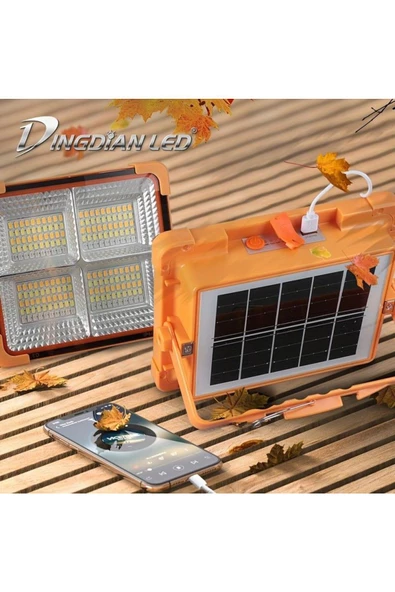 fullreyon Güneş Enerjisi İle Dolan Powerbank, 200 Watt Solar Projektör, 4 Işık Modlu, SOS Yardım Çakarlı Fener ürün görseli 1