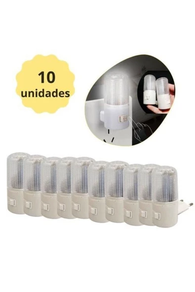 fullreyon 10 Adet 1 Watt Beyaz Işık, Çok Kaliteli, Fişli, Aç - Kapa Düğmeli Gece Lambası, 8 Cm Gece Lambası ürün görseli 1