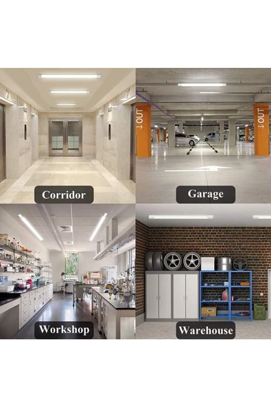 fullreyon 2 Adet 120 Cm 80 Watt 6500 Kelvin Beyaz Işık 3 Sıra Ledl Kristal Bant Armatür Fabrika Tavan Armatürü ürün görseli 1