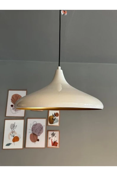 fullreyon Modern Metal Sarkıt, Salon, Hol, Mutfak Avizesi, Krem Rengi Metal Avize 36 Cm Çapında Metal Avize ürün görseli 1