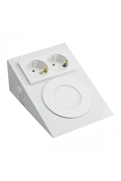 fullreyon Metal Kasa, Çift Prizli, Aç - Kapa Düğmeli, 2,5 Watt Günışığı Ledli Tezgah - Dolap Armatürü ürün görseli 1