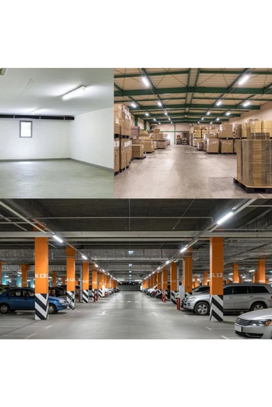 fullreyon 5 Adet 120 Cm 80 Watt 6500 Kelvin Beyaz Işık 3 Sıra Ledl Kristal Bant Armatür Fabrika Tavan Armatürü ürün görseli 1