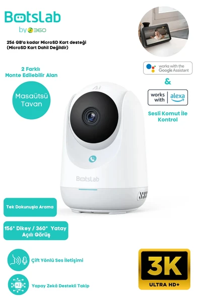 +360 Botslab 2C Pro Smart Camera - 3K / Tek Tuşla Sesli Arama / 360 Akıllı Güvenlik Kamerası - C222 ürün görseli 1