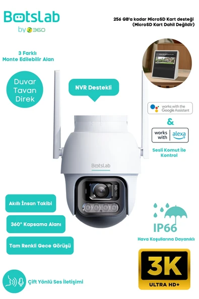 +360 Botslab Smart W311 Outdoor Kamera 3K / Çift Yönlü Ses / Akıllı İnsan Takibi ürün görseli 1