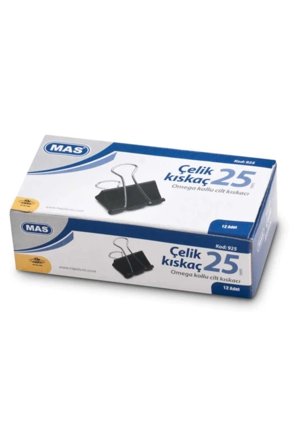 Mas Omega 25 Mm. Double Klips Çelik Kıskaç (12 Adet) ürün görseli 1