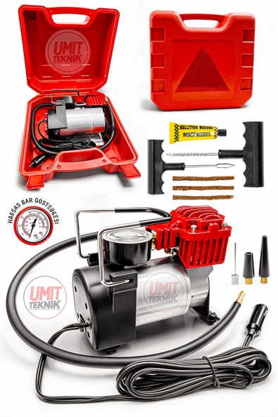 150Psi Metal Plastik Çantalı 12V Araba Oto Lastik Şişirme Pompası  Kompresör Lastik Filitl Hediye ürün görseli 1